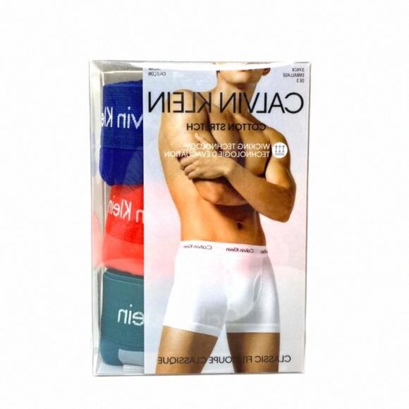 💖MEGA SALE💖Calvin Klein 3 Pack Cotton Stretch Trunks NB2615912 Men Orange Blue - Picture 7 of 9